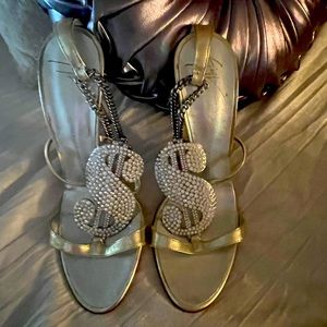 Giuseppe Zanotti high heels 38.5 dollar sign rhinestone